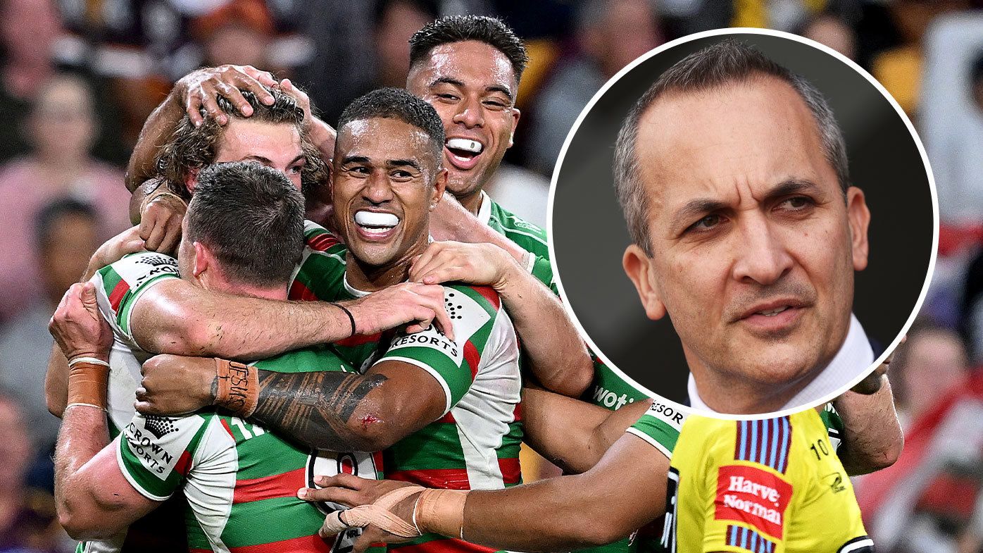 NRL CEO Andrew Abdo was less than impressed by the interchange blunder which saw the Rabbitohs field 14 players at once
