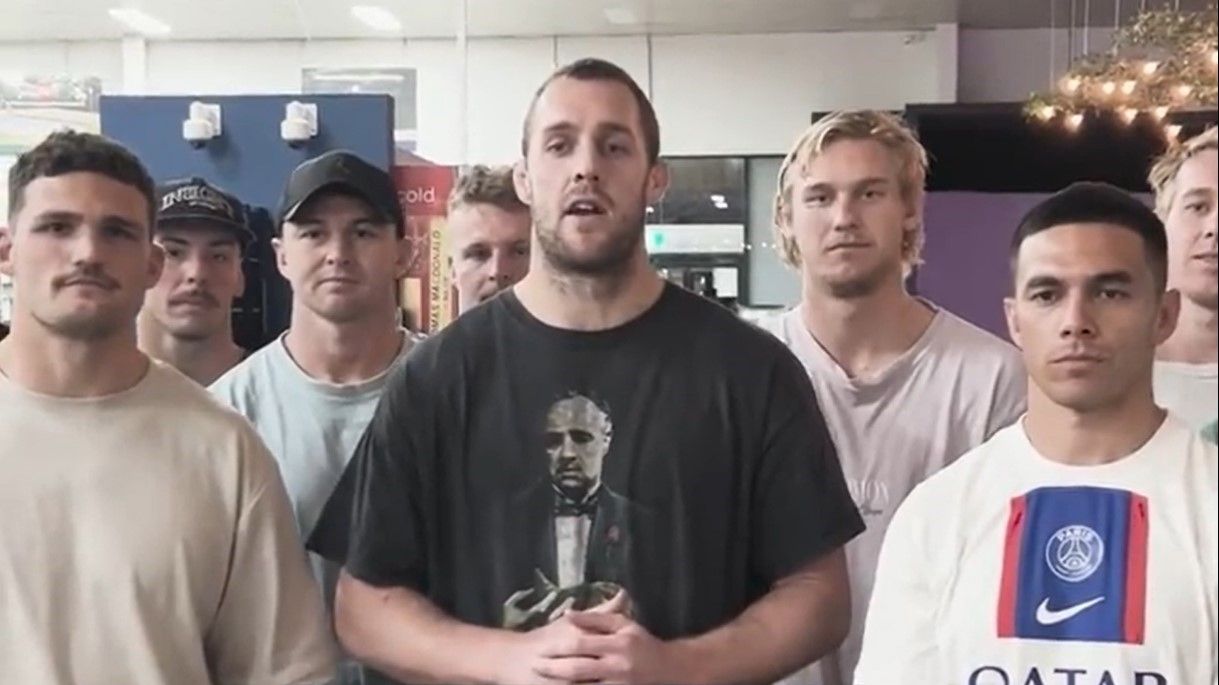 Penrith players appearing in the RLPA video put out on social media.