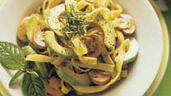 Avocado and mushroom fettuccine