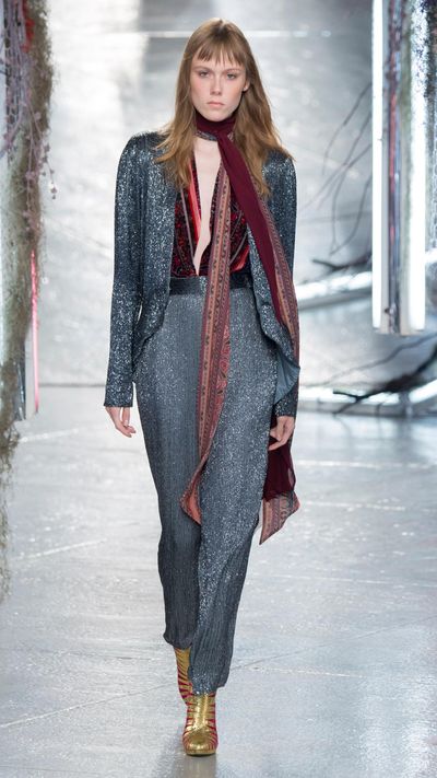 At Rodarte, designers Kate and Laura&nbsp;Mulleavy lent their strain of theatrical design to SS16 with lashings of lace and velvet topped with sequins and shearling. The result? A vibe that was at times reminiscent of Studio 54 in its heyday, at times old-worldly. Click through to fall under the spell.