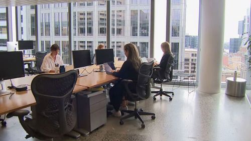 Women work in the office.