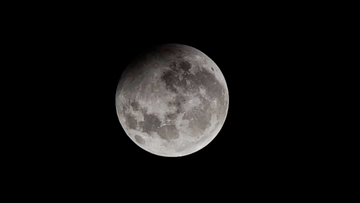 Maximum phase of Penumbral Lunar eclipse at Nehru Planetarium, on January 10, 2020 in Mumbai, India.