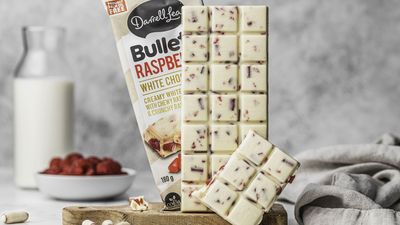 Darrell Lea launches new white chocolate raspberry bullet block