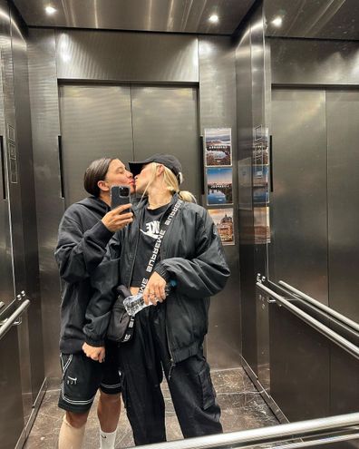 Sam Kerr and Kristie Mewis shared a sweet elevator shot on Instagram.