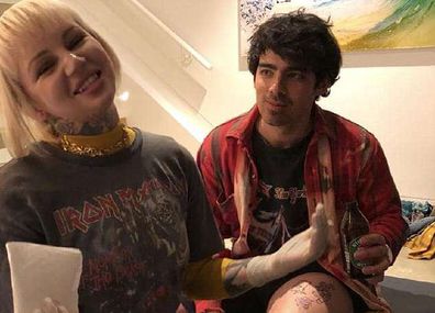 Joe Jonas was tattooed by Lauren Winzer, though she didn't know who his wife Sophie Turner was.