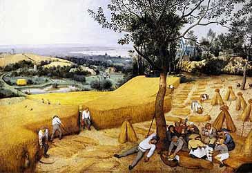 Who painted The Harvesters in 1565?