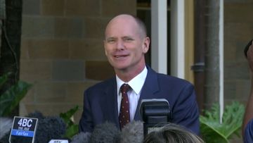 Campbell Newman addresses the media about the upcoming election.