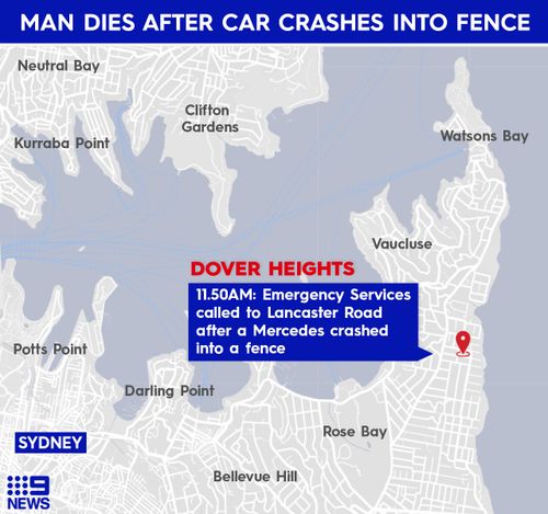 A man, aged 101, has died after his car crashed through a fence in Dover Heights.