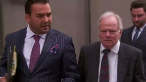 Roy Padmore (centre) fronted Ringwood Magistrates Court today. (9NEWS)