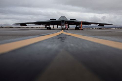A B-2 Spirit Bomber is seen in Nevada on January 23.