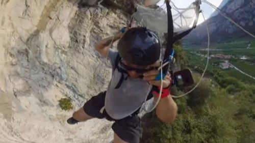 An Australian base jumper has shared footage of the life-threatening moment he gets stuck in a tree.