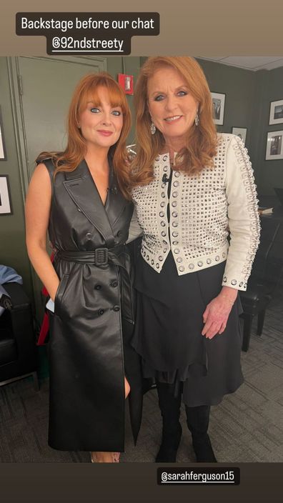 Glamour magazine editor Sam Barry (left) with Sarah Ferguson, Duchess of York (right) backstage before the Q&A