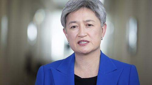 Minister for Foreign Affairs Penny Wong during a doorstop interview at Parliament House in Canberra on Tuesday 6 September 2022. fedpol Photo: Alex Ellinghausen