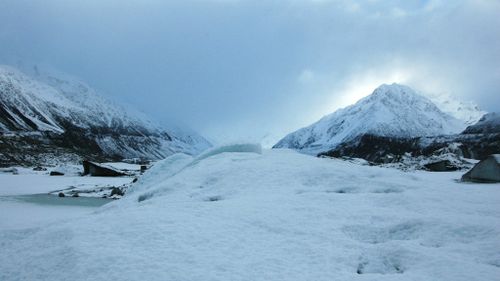 The Tasman glacier at the foot of Mount Cook in New Zealand. (AAP)