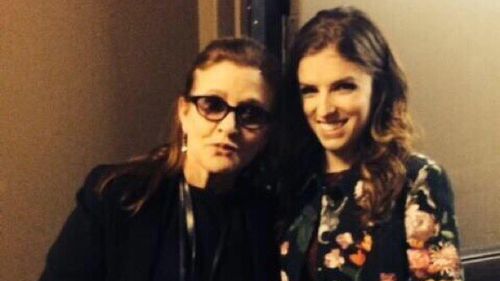 Actress Anna Kendrick shared this snap of her and Carrie Fisher on Twitter. (Twitter/ Anna Kendrick)