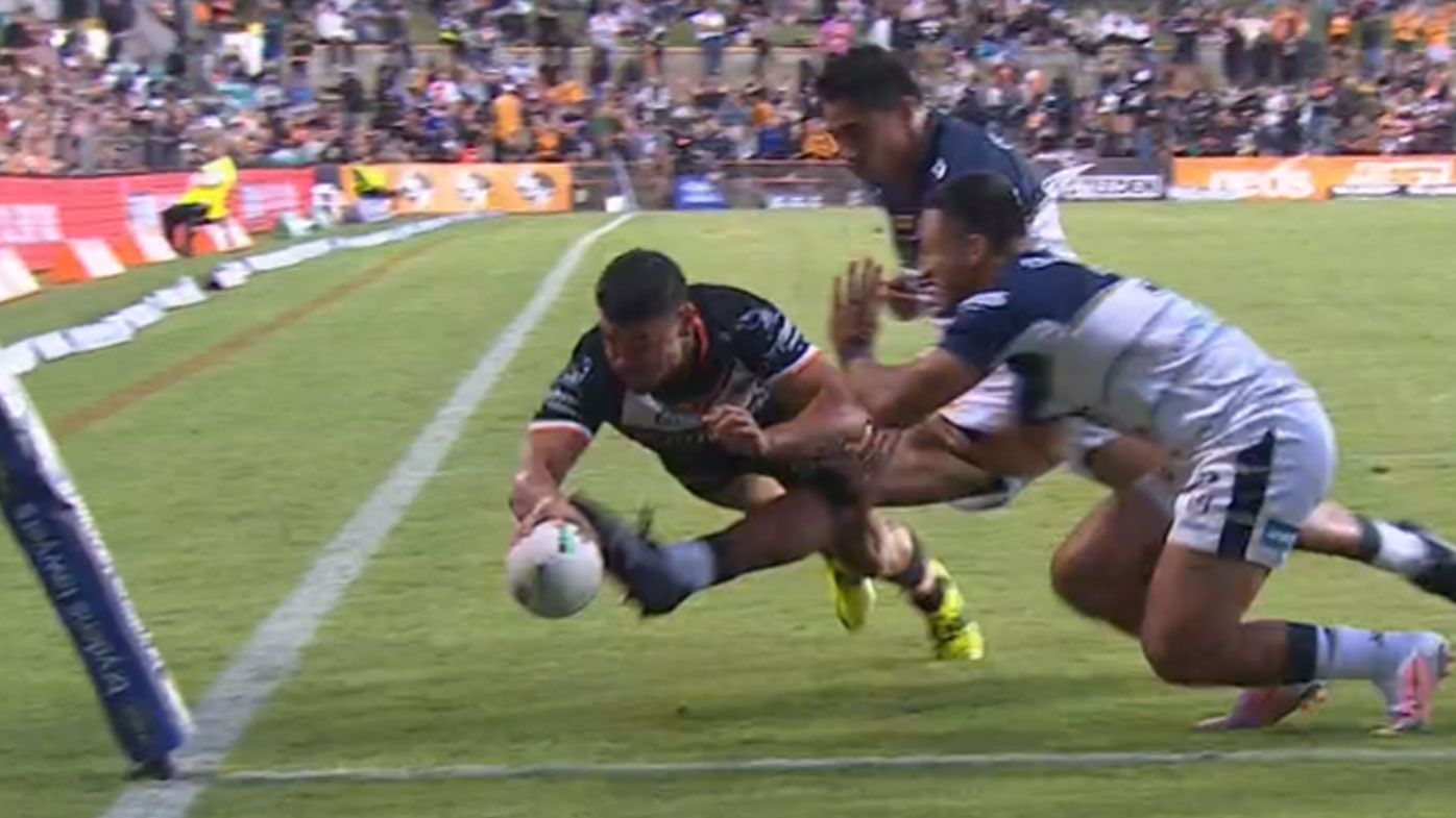 David Nofoaluma has try overturned. (Nine)