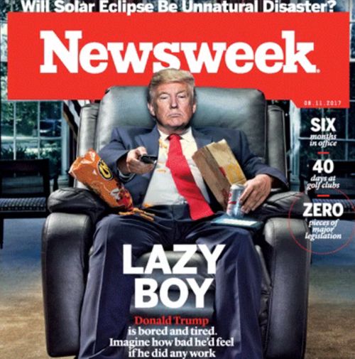 A Newsweek cover poked fun at US President Donald Trump. (Newsweek cover)