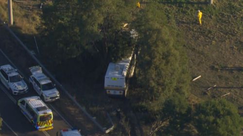 A﻿ bus has veered off a road in Kilmore, about 65 kilometres north of Melbourne. 