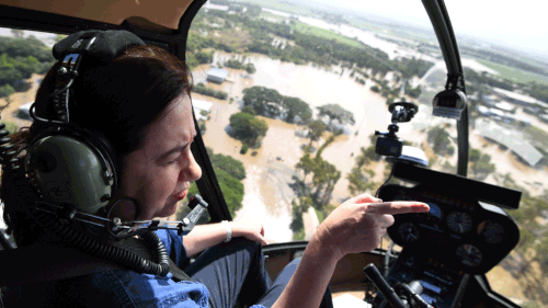 Premier Annastacia Palaszczuk visit north Queensland to assess the flood damage on Sunday, March 11. (9NEWS)