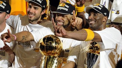 2010: The fifth and final championship of Bryant's NBA career. As the final seconds of those NBA Finals ticked away, Bryant leaped onto the scorer's table and, as confetti fell and some stuck to his soaked uniform, he held five fingers high. The meaning was clear.