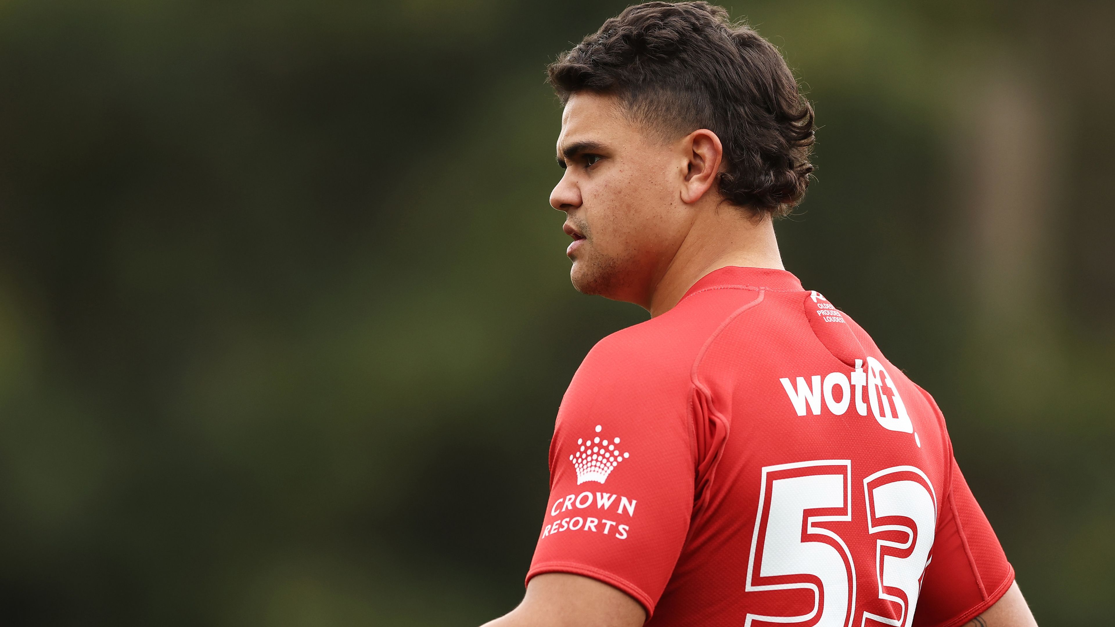 Latrell Mitchell's 'Ferrari in the garage' gag after leaving Rabbitohs training with fresh injury