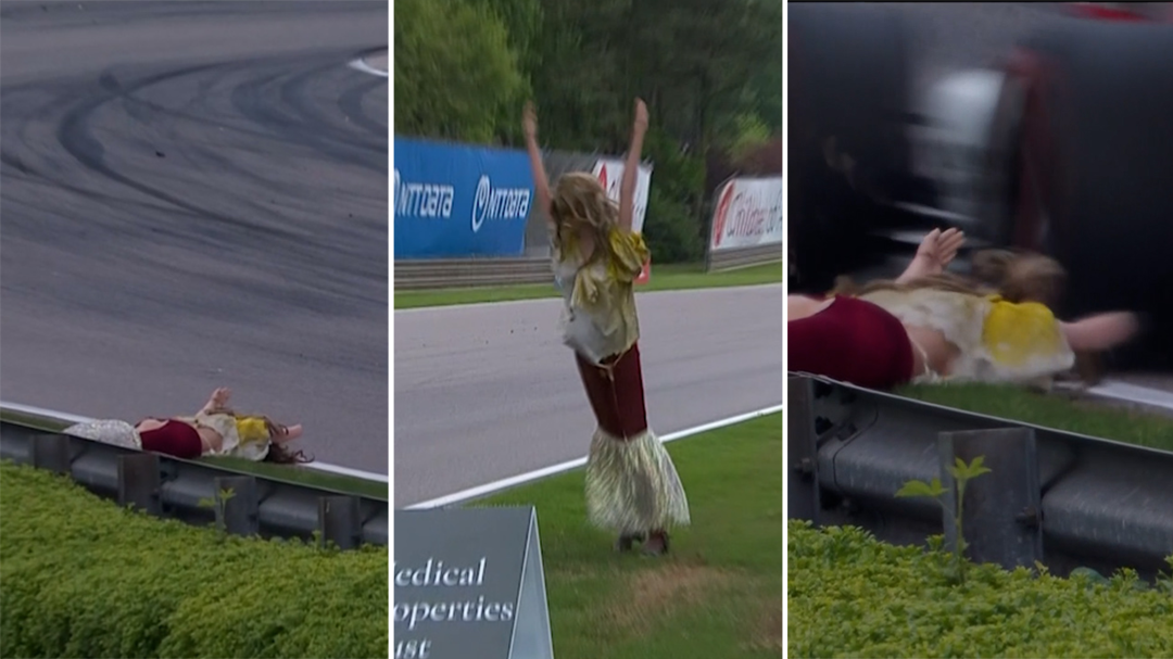 'Part of the eccentric art': Hanging mannequin falls onto track during IndyCar race
