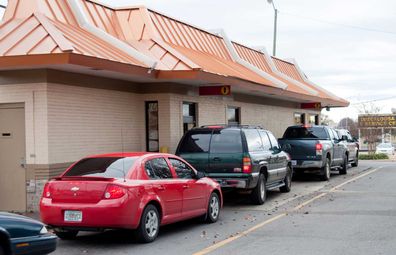 Fast food drive thru cars