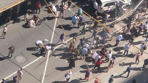 The scene at Flinders Street. (9NEWS)