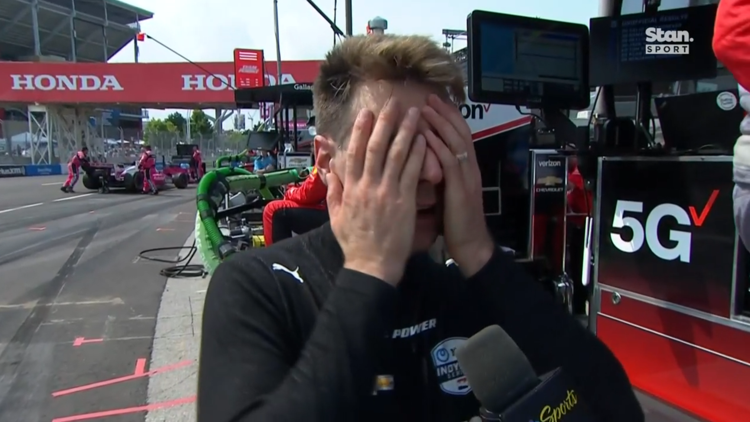 Will Power couldn&#x27;t believe his luck when his team told him he had to pit with two laps to go.