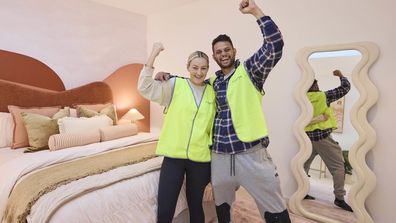 EMBARGO Sunday 10/8/2025 8:40PM The Block 2025 Week 2 Kids' Bedroom Room Reveal Britt and Taz House 3