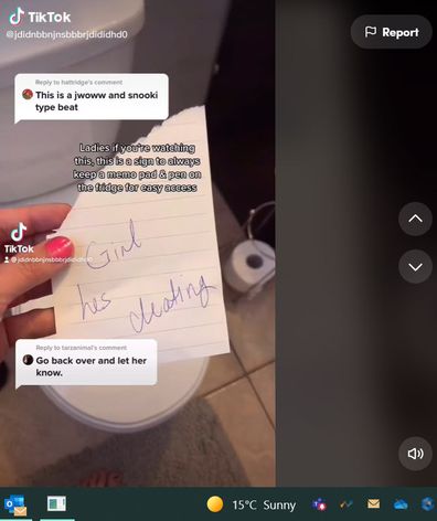 She wrote the note in case he does have a secret girlfriend.