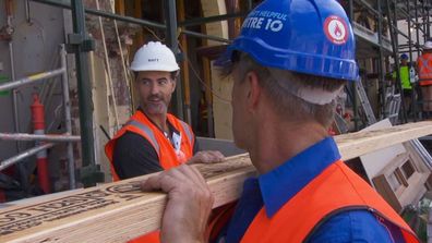 The Block's Matt on site helping out his neighbours