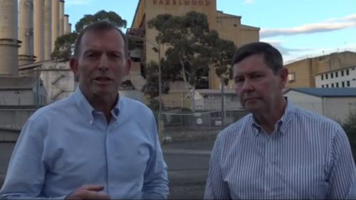 Mr Abbott joined with fellow conservative MP Kevin Andrews to speak in support of coal. (Facebook)