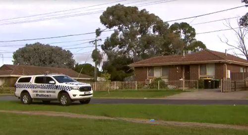A woman and a child have been assaulted after five men broke into their home in Melbourne's west overnight.