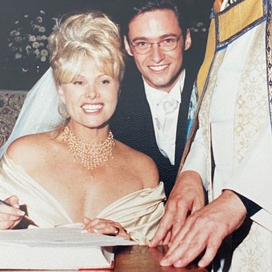 Hugh Jackman and Deborra-Lee Furness on their wedding day in 1996.