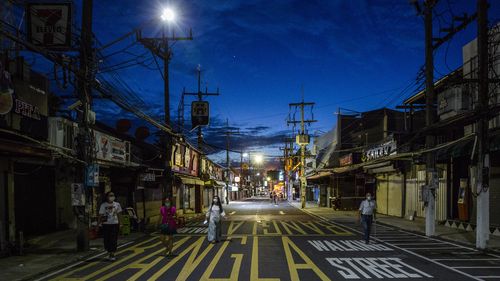 Empty view of Patong's famous Bangla Walking Street.