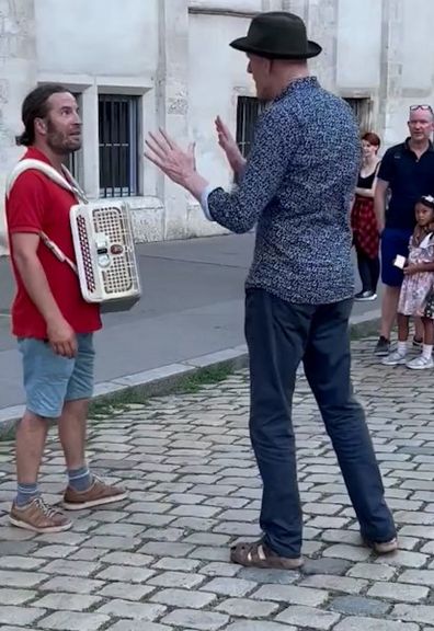 Midnight Oil's Peter Garrett and a French busker