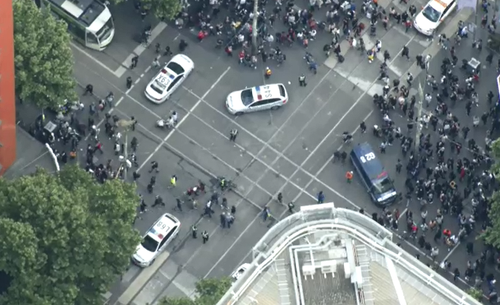 Crowds are being told to avoid the Bourke Street area.