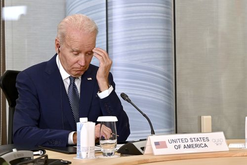 U.S. President Joe Biden participates in a Quad Leaders' meeting with Prime Minister Fumio Kishida of Japan, Prime Minister Narendra Modi of India, and Prime Minister Anthony Albanese of Australia, on the sidelines of the G7 summit in Hiroshima, western Japan, Saturday, May 20, 2023.