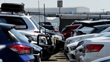 Vehicles parked in a long term car park near Sydney Airport