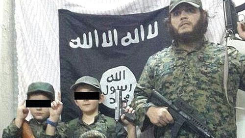 Australian terrorist Khaled Sharrouf, who is likely dead, pictured with his sons in Syria.