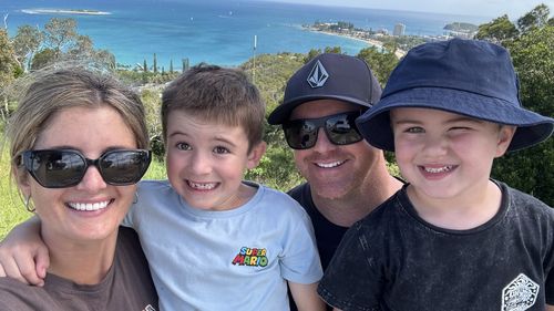 New South Wales holidaymakers Jason Desmond, his wife Ashleigh and their six-year-old son Hudson and four-year-old son Alfie were due to fly out of New Caledonia last Tuesday.
