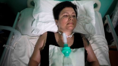 A Peruvian woman with an uncurable disease that left her bed ridden and requiring round-the-clock care has become the first person in the country to die by euthanasia. Ana Estrada is pictured in bed at her home in Lima, Peru, on February 7, 2020.