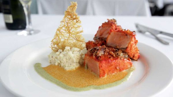 Macchli charminar (baked salmon with methi prawns) couresty of Zaaffran Restaurant, Sydney