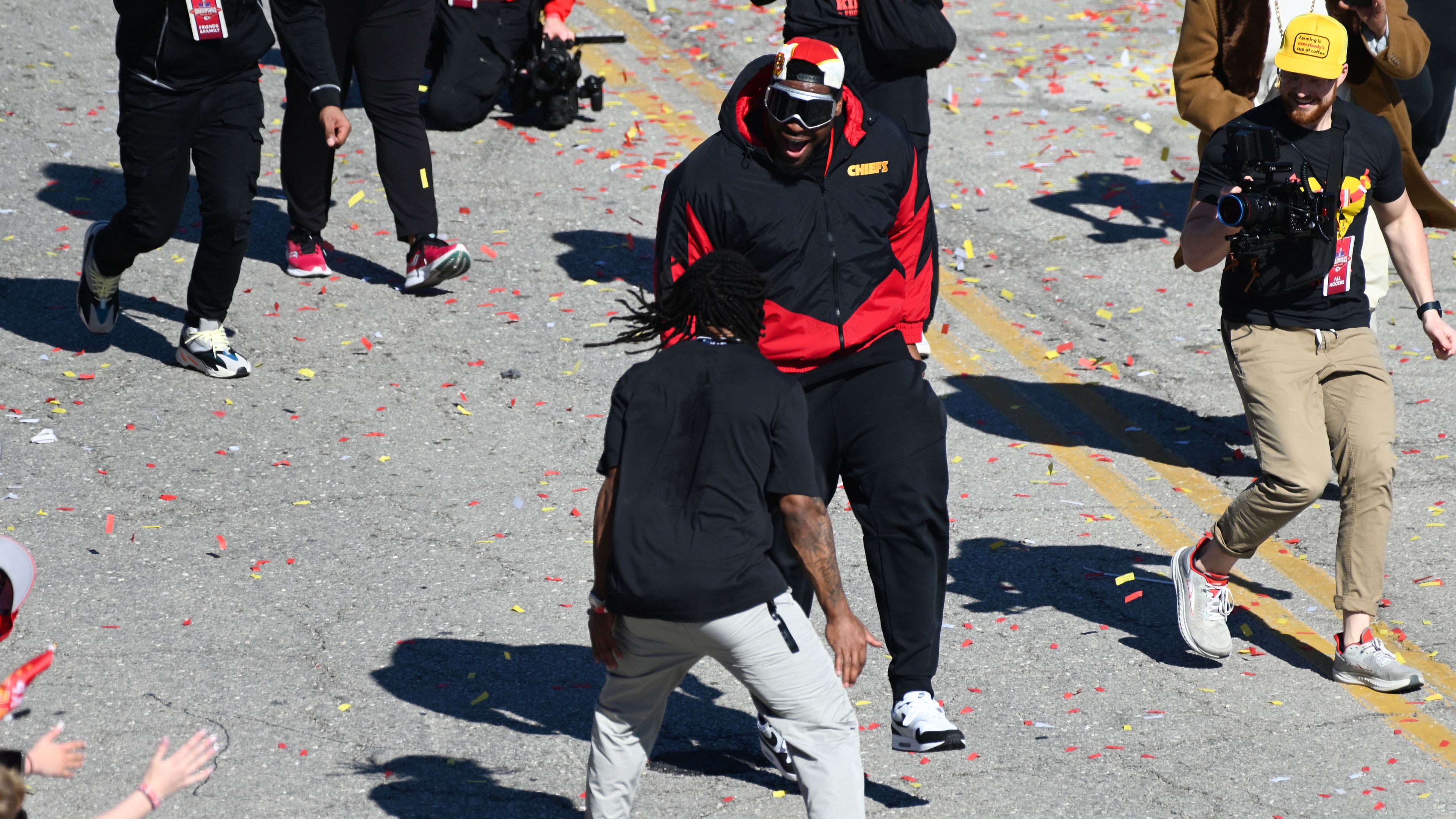 Trey Smith and Isiah Pacheco  of the Kansas City Chiefs at the parade.