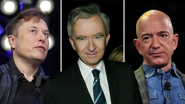 Elon Muks, Bernard Arnault, and Jeff Bezos make up the top three richest indiviuals.