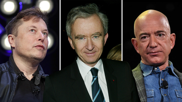 Elon Musk, Bernard Arnault, and Jeff Bezos make up the top three richest indiviuals.