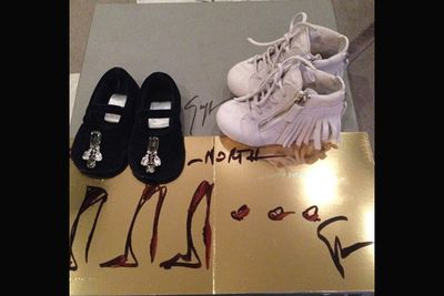 Thank you so much Giuseppe for the amazing shoes you made for North! WE LOVE YOU @giuseppezanottiworld