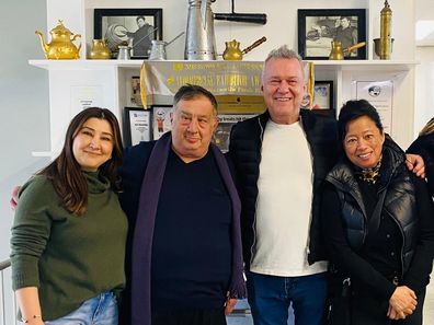 Jinan Afiouny dad Jimmy Afiouny with Jimmy Barnes and Mahalia Barnes 