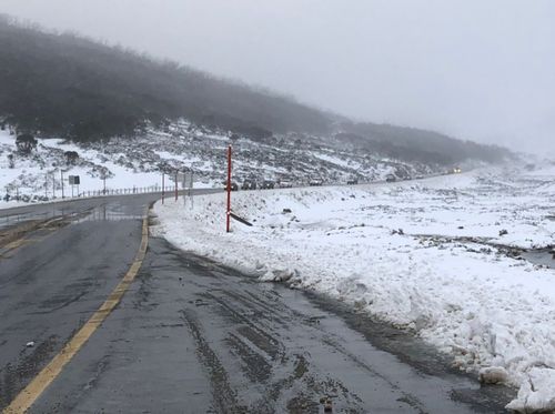 Kosciuszko Rd between Perisher and Wilsons Valley. Take care on the roads if you're heading to the snow! Courtesy: LiveTraffic NSW